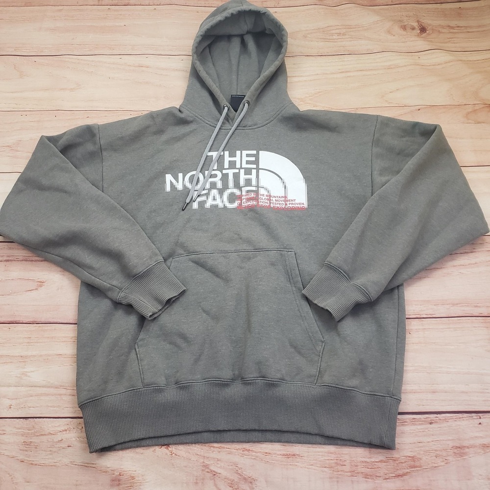 The North Face Hoodie Mens Medium Gray White Pullover Sweatshirt‎ Outdoor Adult